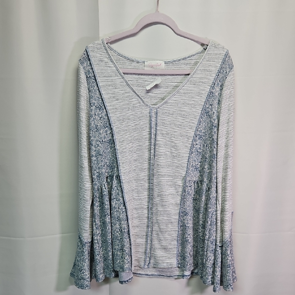 Gray and Blue Women's Top by Sugarfox